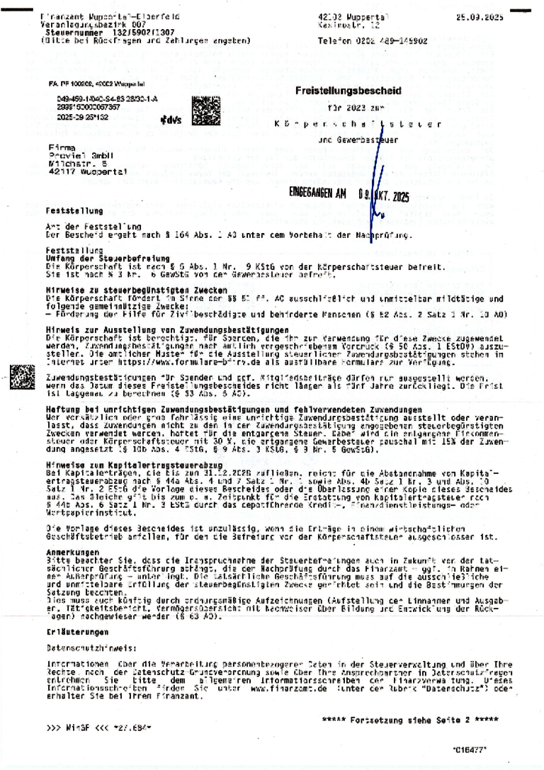 Freistellungsbescheid proviel